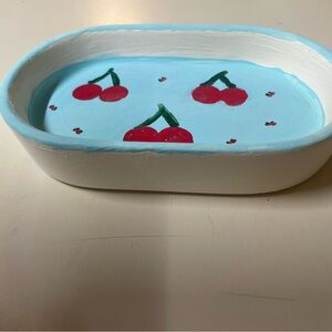 Hand-Painted Cherry Trinket Dish